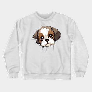 Baby Shih Tzu Dog Peeking Crewneck Sweatshirt